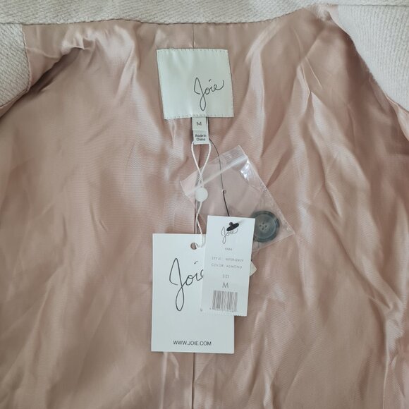 Joie Yara Wool Peacoat Peplum New Cream Ivory Beige M Military Officer Coat - Picture 10 of 11